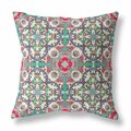 Homeroots 16 in. Cloverleaf Indoor & Outdoor Throw Pillow Green Grey & Pink 411814